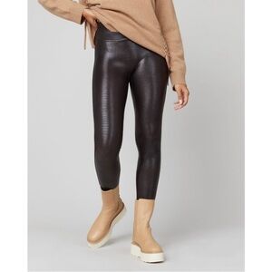Spanx Croc Shine faux leather Leggings 1X high rise # 20303R brown